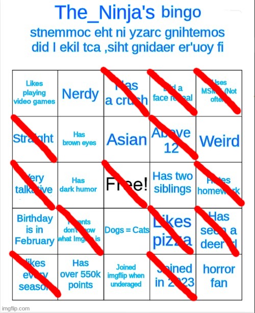 image tagged in the_ninja's bingo | made w/ Imgflip meme maker
