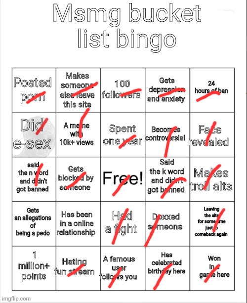 Msmg bucket list bingo | image tagged in msmg bucket list bingo | made w/ Imgflip meme maker