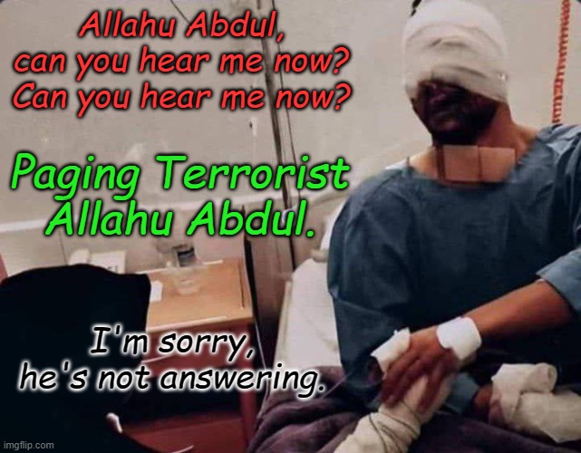 Would you mind taking that GoPro out of my room? | Allahu Abdul, can you hear me now? Can you hear me now? Paging Terrorist Allahu Abdul. I'm sorry, he's not answering. | image tagged in hezbollah | made w/ Imgflip meme maker