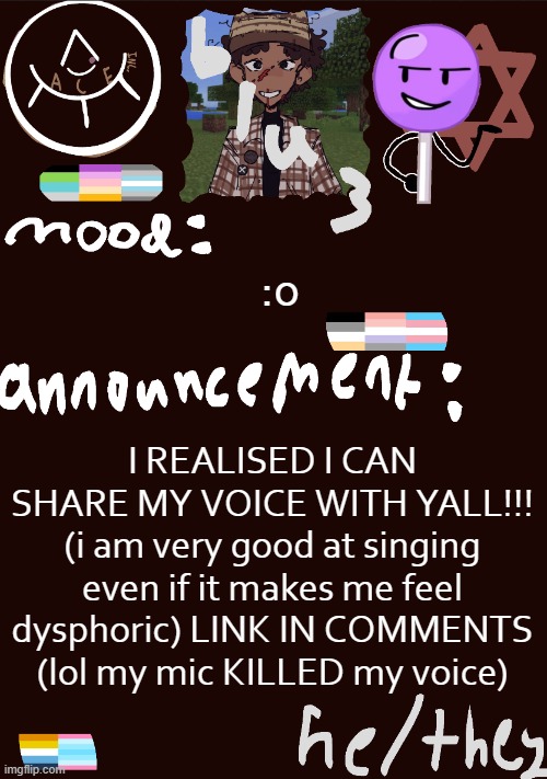 btw its i bet on losing dogs | :0; I REALISED I CAN SHARE MY VOICE WITH YALL!!! (i am very good at singing even if it makes me feel dysphoric) LINK IN COMMENTS (lol my mic KILLED my voice) | image tagged in blu3 s gnarly sick temp | made w/ Imgflip meme maker