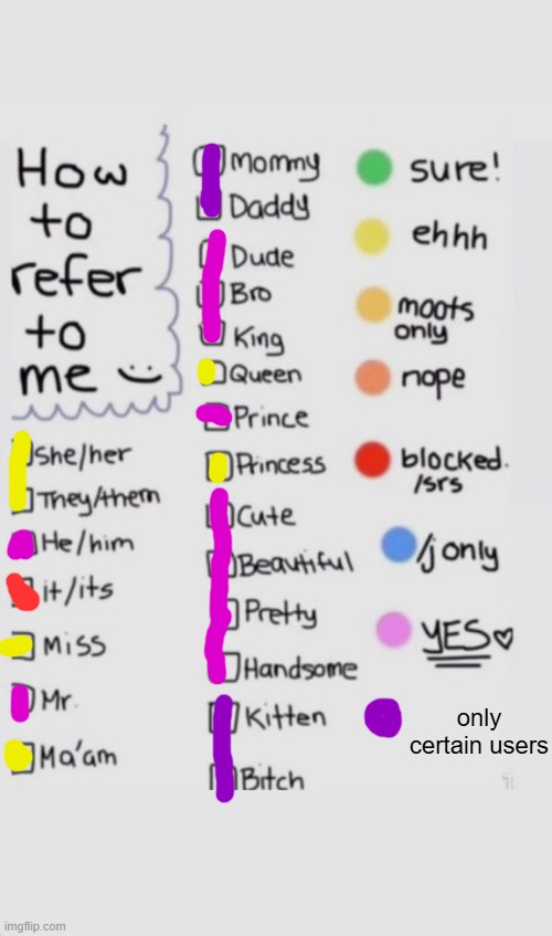 How To Refer To Me :) | only certain users | image tagged in how to refer to me | made w/ Imgflip meme maker