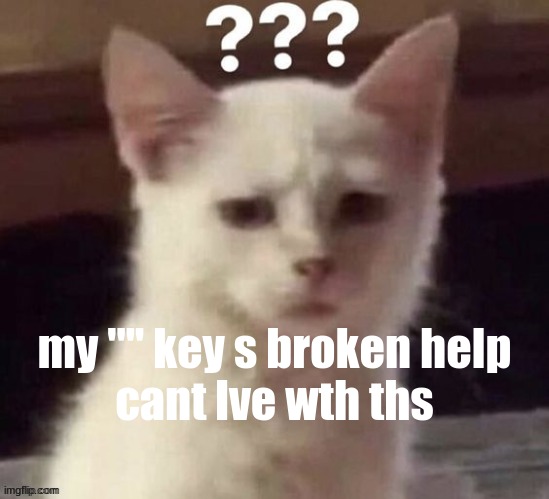 what do  do | my "" key s broken help
cant lve wth ths | made w/ Imgflip meme maker