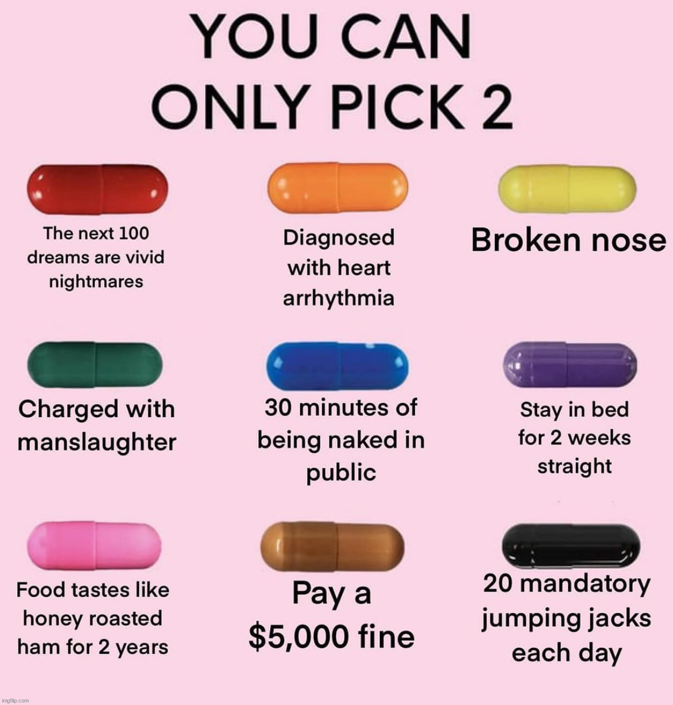 Pick 2 bad things | image tagged in repost | made w/ Imgflip meme maker