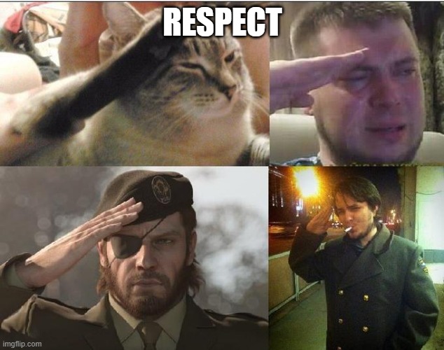 Ozon's Salute | RESPECT | image tagged in ozon's salute | made w/ Imgflip meme maker