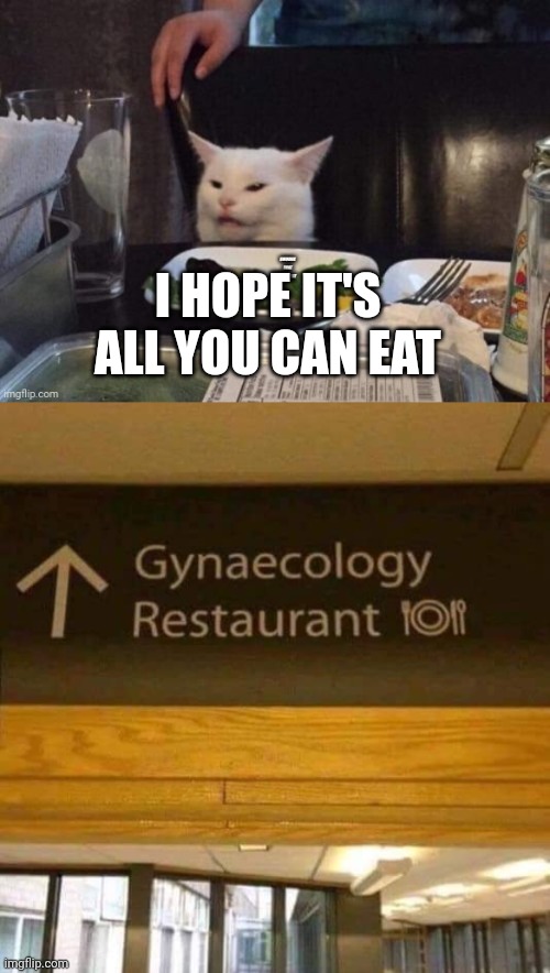 I HOPE IT'S ALL YOU CAN EAT | image tagged in smudge that darn cat | made w/ Imgflip meme maker