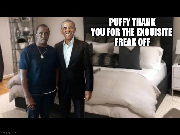 PUFFY THANK YOU FOR THE EXQUISITE 
FREAK OFF | image tagged in politics,funny,memes,diddy,current events | made w/ Imgflip meme maker