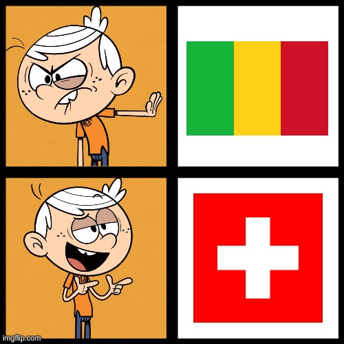 Lincoln Prefers Switzerland Over Mali | image tagged in lincoln loud drake meme,the loud house,lincoln loud,nickelodeon,switzerland,europe | made w/ Imgflip meme maker