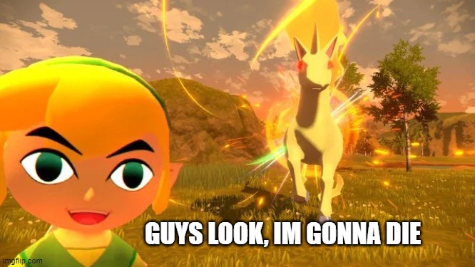 Link Rapidash Selfie | GUYS LOOK, IM GONNA DIE | image tagged in link rapidash selfie | made w/ Imgflip meme maker