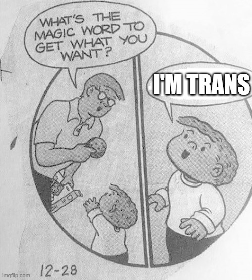 magic word | I'M TRANS | image tagged in magic word | made w/ Imgflip meme maker