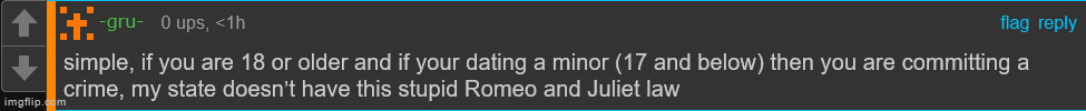 is it just me or does this sound retarded, like what if 2 17 year olds are dating and 1 turns 18 and gets accused of being a ped | made w/ Imgflip meme maker