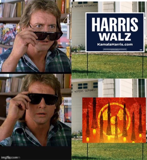 WAKE UP, AMERICANS - Before there's no America left. | image tagged in they live roddy piper sunglasses 1 | made w/ Imgflip meme maker