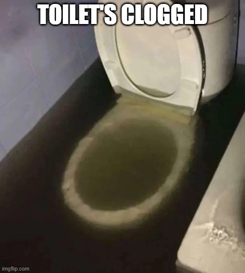 Get the Plunger | TOILET'S CLOGGED | image tagged in cursed image | made w/ Imgflip meme maker