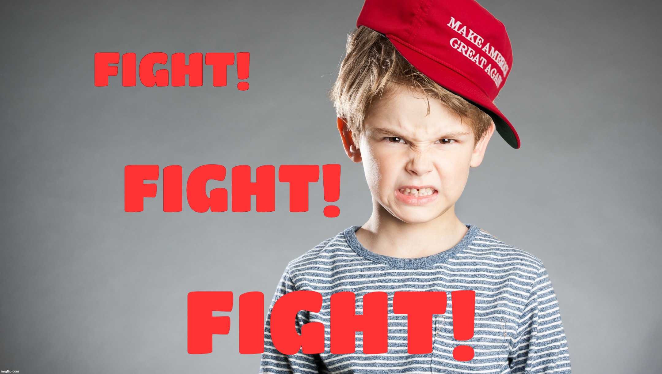 MAGA kid mad | FIGHT! FIGHT! FIGHT! | image tagged in maga kid mad | made w/ Imgflip meme maker