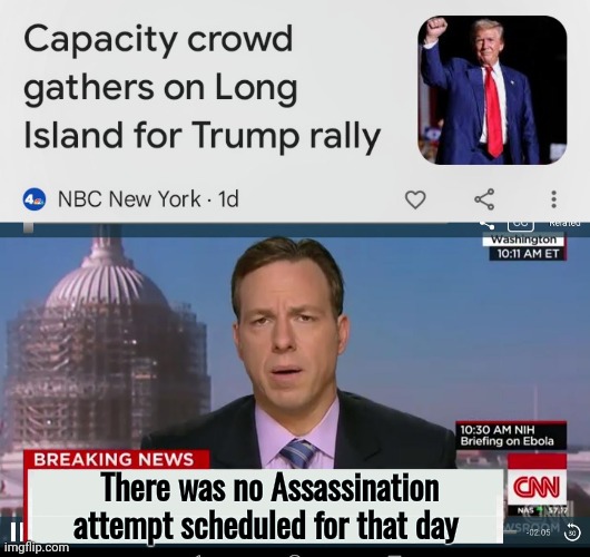 The Reason Why Only the Local TV Station covered it ? | There was no Assassination attempt scheduled for that day | image tagged in cnn breaking news template,biased media,nothing to see here,no killing,no protests,see nobody cares | made w/ Imgflip meme maker