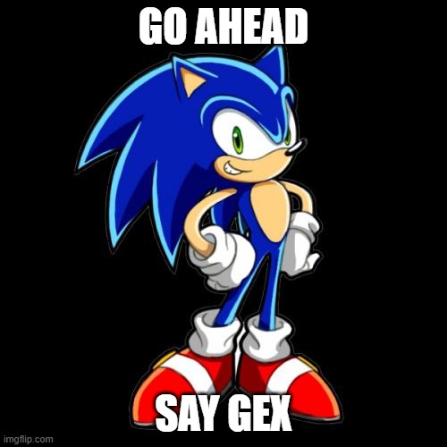 relax liberals, it's called dark humor. | GO AHEAD; SAY GEX | image tagged in memes,you're too slow sonic | made w/ Imgflip meme maker