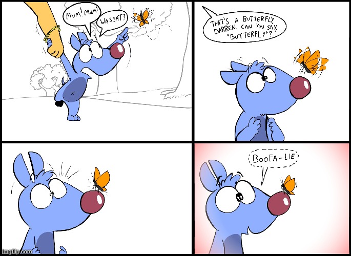 image tagged in memes,comics/cartoons,dog,meet,butterfly,say what | made w/ Imgflip meme maker