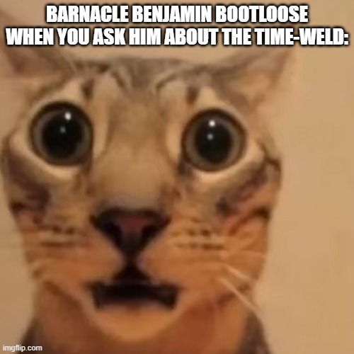 My reaction to that information | BARNACLE BENJAMIN BOOTLOOSE WHEN YOU ASK HIM ABOUT THE TIME-WELD: | image tagged in my reaction to that information | made w/ Imgflip meme maker