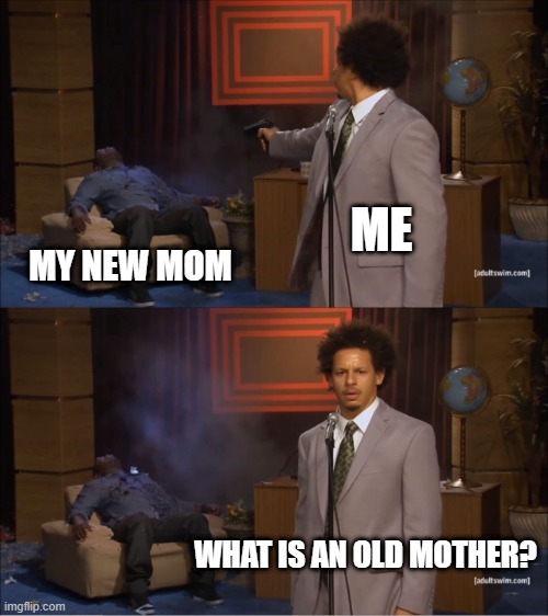 I attempted to make my new mother | ME; MY NEW MOM; WHAT IS AN OLD MOTHER? | image tagged in memes,who killed hannibal,funny | made w/ Imgflip meme maker