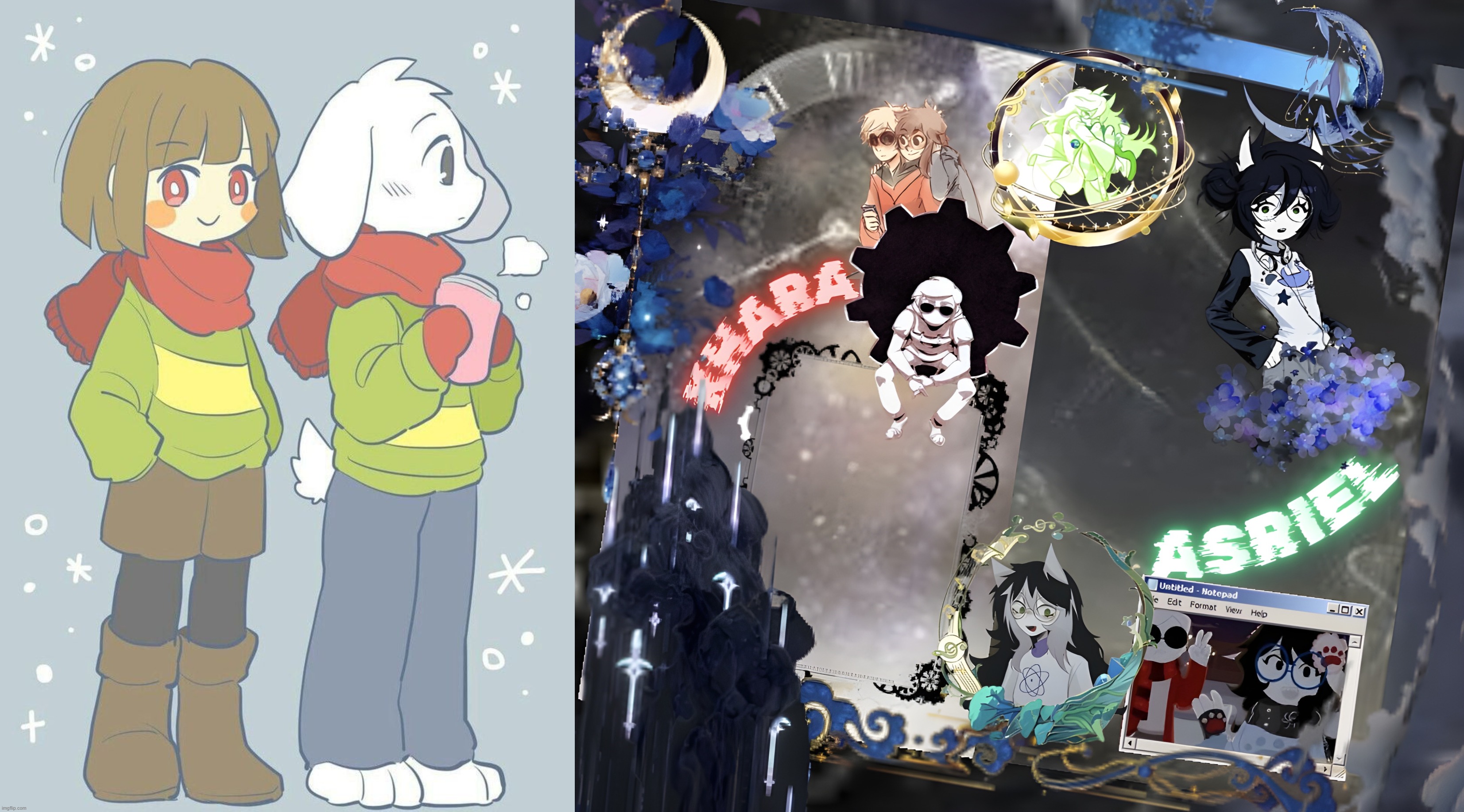 image tagged in asriel winter temp,asriel and khara shared template | made w/ Imgflip meme maker