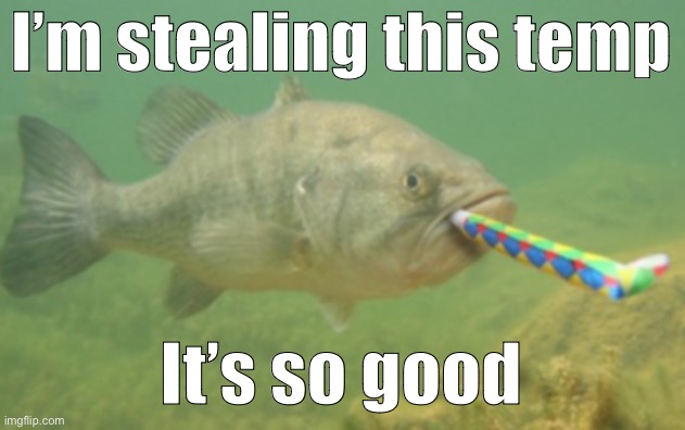 Sorry Garlot | I’m stealing this temp; It’s so good | image tagged in bass with a party blower | made w/ Imgflip meme maker