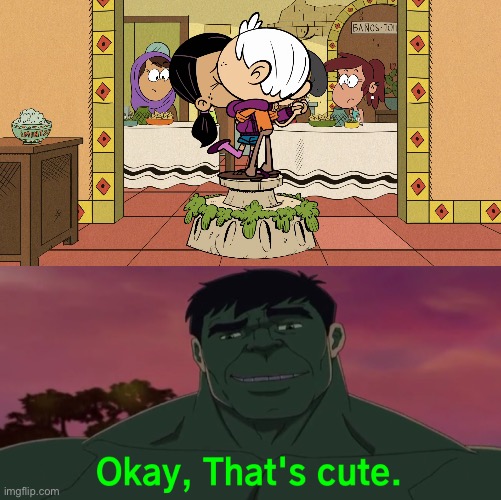 Hulk Finds Ronniecoln Kissing Cute | image tagged in the loud house,nickelodeon,lincoln loud,ronnie anne,ronnie anne santiago,the incredible hulk | made w/ Imgflip meme maker