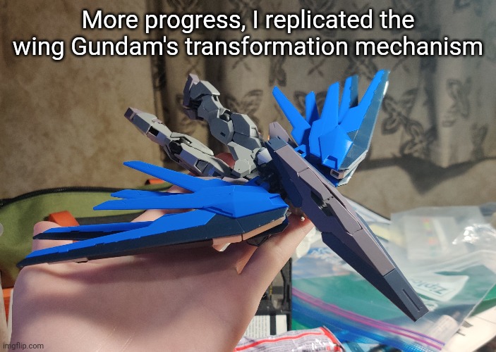 More progress, I replicated the wing Gundam's transformation mechanism | made w/ Imgflip meme maker