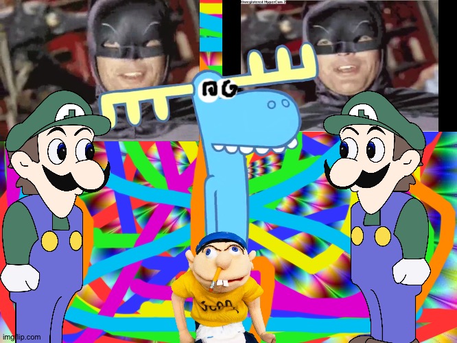 Lumpy on lsd | image tagged in lsd,crossover,happy tree friends,weegee,jeffy,batman | made w/ Imgflip meme maker