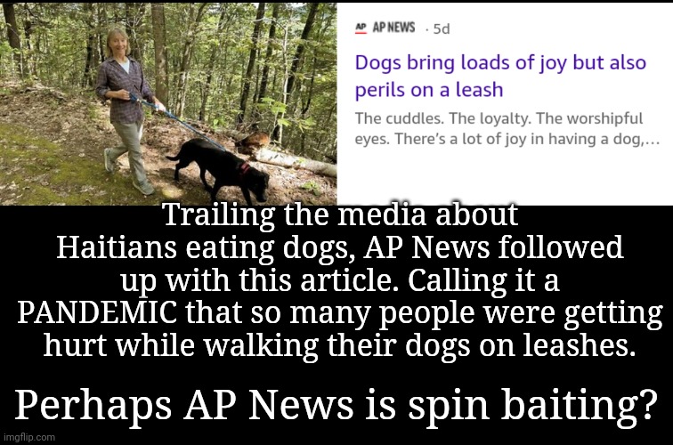 AP News is Spin Baiting | Trailing the media about Haitians eating dogs, AP News followed up with this article. Calling it a PANDEMIC that so many people were getting | image tagged in stupid news | made w/ Imgflip meme maker