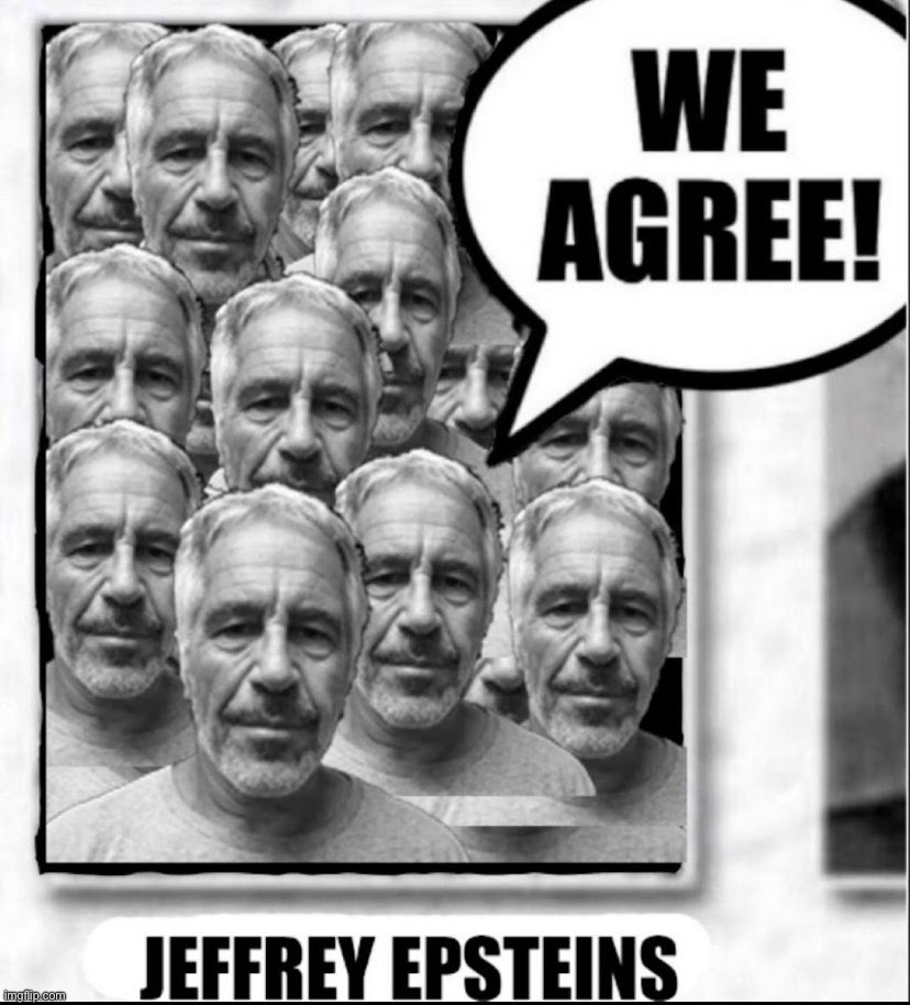 “it’s just a cartoon, stop getting so mad about it” | image tagged in jeffrey epsteins we agree | made w/ Imgflip meme maker