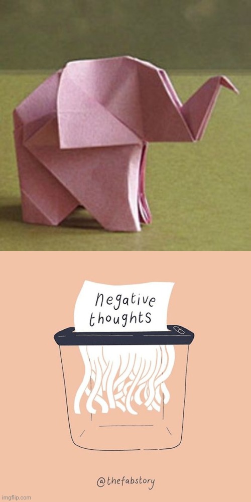 Pink Elephant | Shreded Negative Thoughts Blank Meme Template