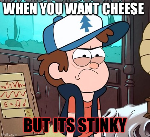 Angry Dipper | WHEN YOU WANT CHEESE; BUT ITS STINKY | image tagged in angry dipper | made w/ Imgflip meme maker