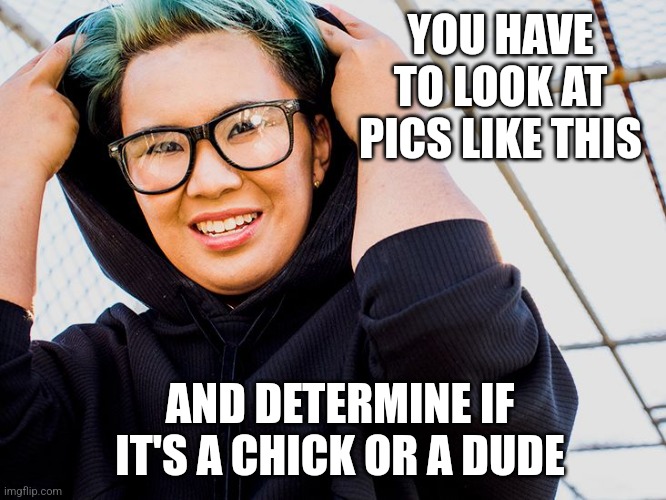 YOU HAVE TO LOOK AT PICS LIKE THIS AND DETERMINE IF IT'S A CHICK OR A DUDE | made w/ Imgflip meme maker