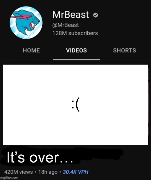 It’s the bad ending :( | :(; It’s over… | image tagged in mrbeast thumbnail template,why,cuz,i-am-bored | made w/ Imgflip meme maker