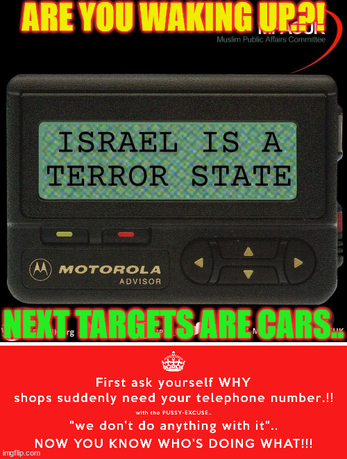 zionist call | ARE YOU WAKING UP.?! NEXT TARGETS ARE CARS.. | made w/ Imgflip meme maker