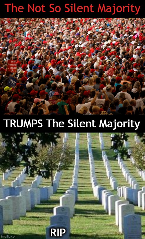 Vote For the Man Who Places WE THE PEOPLE First! | The Not So Silent Majority; TRUMPS The Silent Majority; RIP | image tagged in donald trump,silent,majority,graveyard,literally,political humor | made w/ Imgflip meme maker