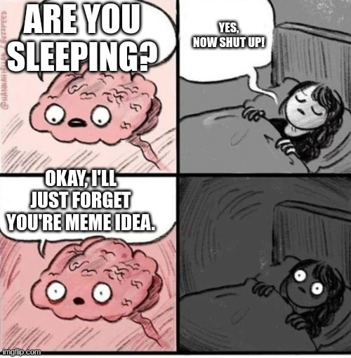 *Sigh* | ARE YOU SLEEPING? YES, NOW SHUT UP! OKAY, I'LL JUST FORGET YOU'RE MEME IDEA. | image tagged in trying to sleep | made w/ Imgflip meme maker