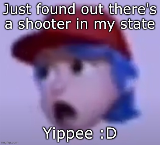 Im screwed vro I'm actually so screwed | Just found out there's a shooter in my state; Yippee :D | image tagged in what the silly billy | made w/ Imgflip meme maker