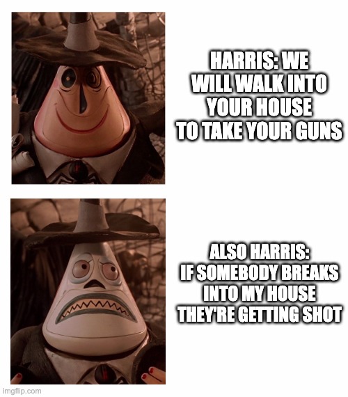 For me but not for thee | HARRIS: WE WILL WALK INTO YOUR HOUSE TO TAKE YOUR GUNS; ALSO HARRIS: IF SOMEBODY BREAKS INTO MY HOUSE THEY'RE GETTING SHOT | image tagged in kamala harris,2a,guns,hypocrisy | made w/ Imgflip meme maker