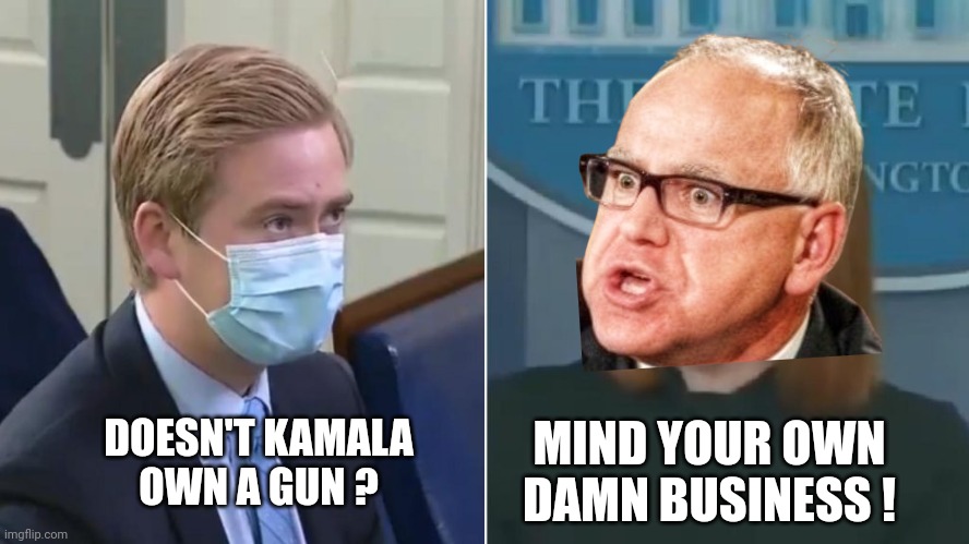 Ducey grills Psaki | DOESN'T KAMALA OWN A GUN ? MIND YOUR OWN DAMN BUSINESS ! | image tagged in ducey grills psaki | made w/ Imgflip meme maker