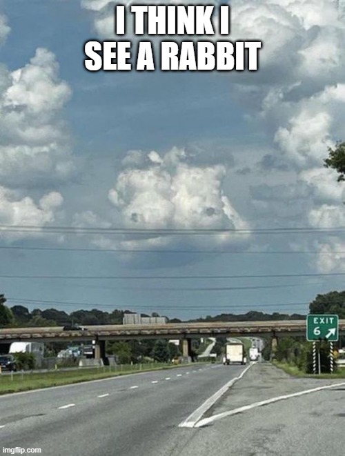 Cloud Watching | I THINK I SEE A RABBIT | image tagged in sex jokes | made w/ Imgflip meme maker