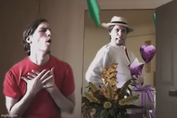 jerma surprises jerma with flowers and balloon for jerma | made w/ Imgflip meme maker