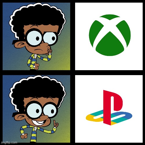 Clyde Prefers PlayStation Over XBOX | image tagged in the loud house,nickelodeon,playstation,xbox,microsoft,video games | made w/ Imgflip meme maker