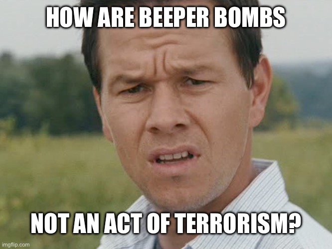 Huh  | HOW ARE BEEPER BOMBS; NOT AN ACT OF TERRORISM? | image tagged in huh,israel,terrorism,iran,middle east | made w/ Imgflip meme maker