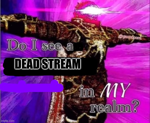 DO I SEE A DEAD STREAM IN MY REALM?? | image tagged in do i see a dead stream in my realm | made w/ Imgflip meme maker