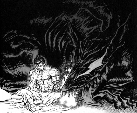 Guts with dark beast Blank Meme Template