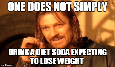 I'm looking at you fat guy at McDonalds who ordered a Big Mac, large fries, and a diet coke... | ONE DOES NOT SIMPLY DRINK A DIET SODA EXPECTING TO LOSE WEIGHT | image tagged in memes,one does not simply | made w/ Imgflip meme maker