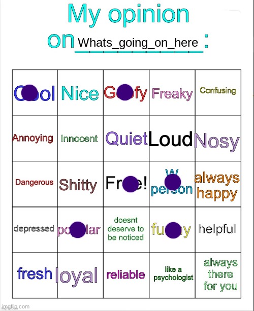 My opinion on ___ bingo by owu | Whats_going_on_here | image tagged in my opinion on ___ bingo by owu | made w/ Imgflip meme maker