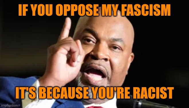 maga Eristic 101 | IF YOU OPPOSE MY FASCISM; IT'S BECAUSE YOU'RE RACIST | image tagged in mark robinson,self loathing,freedom is slavery,i did nazi that coming | made w/ Imgflip meme maker