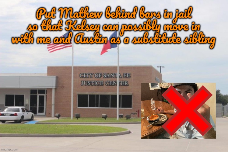 Brandon, Austin and Kelsey | Put Mathew behind bars in jail so that Kelsey can possibly move in with me and Austin as a substitute sibling | image tagged in texas,texas girl,girl,sister,sibling,pink | made w/ Imgflip meme maker