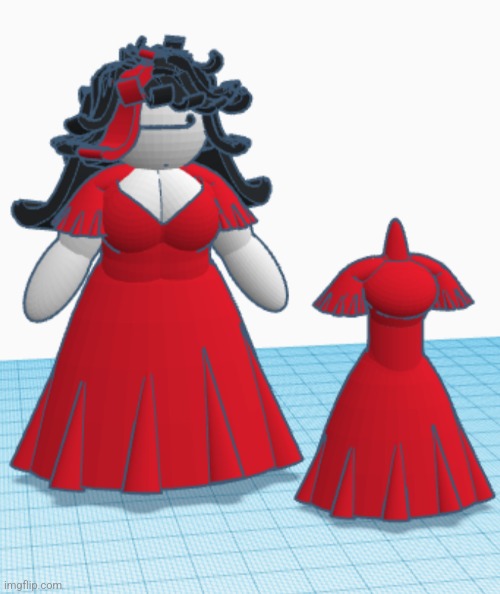Got a dress model off Tinkercad and stuffed Claire in it | made w/ Imgflip meme maker